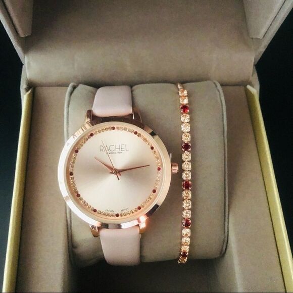RACHEL Rachel Roy Pave Crystal Watch & Bracelet Set, Red/Rose Gold, NWT - Picture 9 of 16